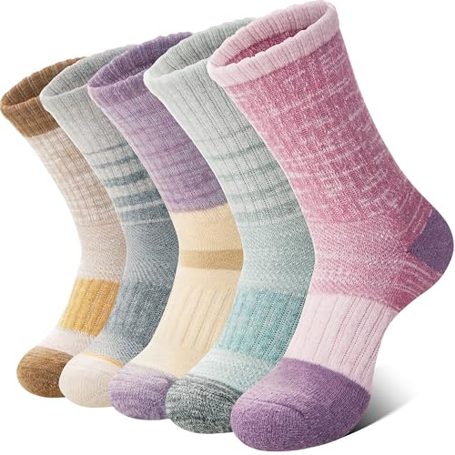 MOSEY KOSY 5 Paia di Calzini Termici in Lana Merino per Donna per Trekking Attività all'Aria Aperta e Lavoro Caldi Traspiranti e Invernali(Serie Mischia Colore,36-42)