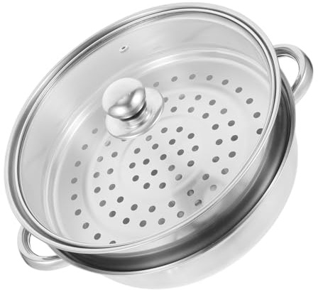 Hoement Pentola Multifunzione in Acciaio Inossidabile a Doppio Strato Design Manico Ergonomico per Alimenti Adatta per Cucina