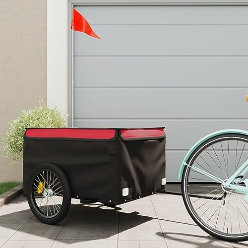 Generico Rimorchio da Bici Nero e Rosso 45 kg in Ferro,Articoli Sportivi,Ricreazione all'aperto,Ciclismo,Accessori per Biciclette,Rimorchi per bicicletta-94090