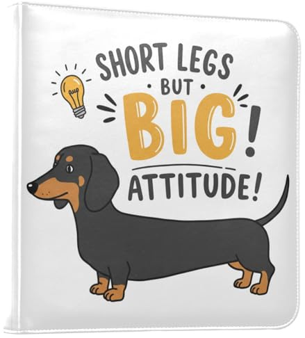 Reiacy Grand album photo autocollant pour scrapbooking – Mots amusants en cuir avec motif teckel – Classeur à anneaux rechargeable avec 20 feuilles pouvant contenir des photos de 15,2 x 10,2 cm, 17,8