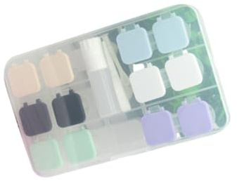 KOMBIUDA Étui à Lentilles de Contact 6 Pièces Assorties, Boîtes de Rangement Pliantes Compactes, Matériau Solide, Kit de Voyage Pratique pour Lentilles Souples et Rigides, Accessoire Santé