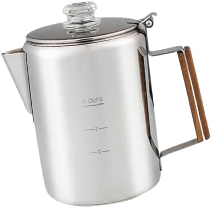 Yechiry Percolador de café de Acero Inoxidable con Filtro Fino con Boquilla en V para Preparar un Rico Sabor para Acampar, Picnic Al Aire Libre, 38,8 Oz (9 tazas 1400-2000ML)