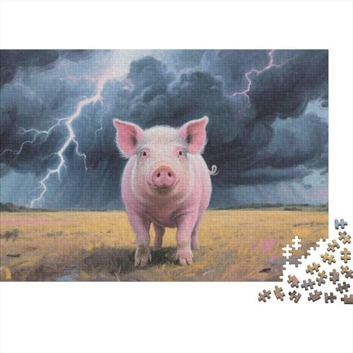 Griskött storm pussel 1 000 bitar pussel för vuxna bondgård landskap avkopplande fokus familjegåva 38x26cm/1000 st