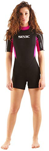 SEAC Relax Short, Muta Corta in Neoprene da 2.2 mm per Snorkeling, Subacquea e Altre attività in Acqua Donna, Nero/Fucsia, XL