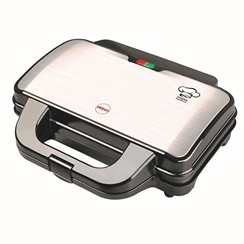 Gofrera ELDOM WA100S Negra 1000W - Maquina de Gofres Doble con Placa Antiadherente Belga y Termostato de Temperatura - Hace Gofres Gruesos y Deliciosos