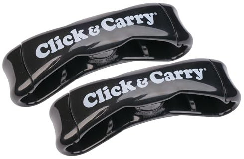 Click & Carry Grocery Bag Carrier Handle - Carry More in Fewer Trips, 100lb Capacity, Hands-Free, Gel-Padded Ergonomic Design, Shopping & Grocery Bag Holder - As Seen On Shark Tank, Black, 2 Pack