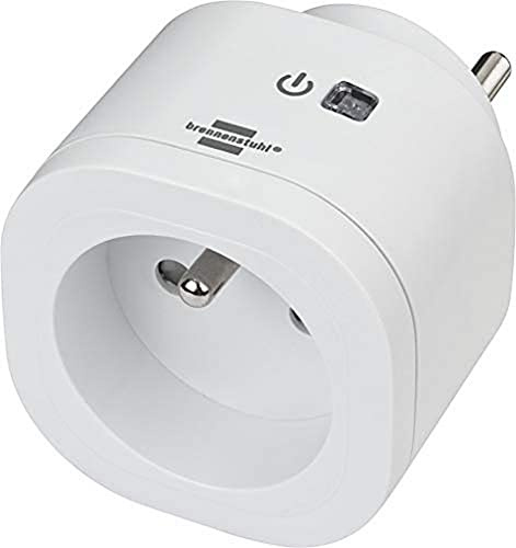 Brennenstuhl Connect WA 3000 XS01 Wi-Fi-ansluten kontakt (kompatibel med 2,4 GHz WiFi-nätverk, gratis app, kompatibel med Amazon Alexa och Google Assistant, max. 3000W) 1294850 vit