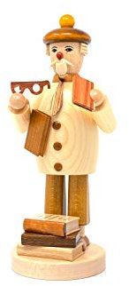 Drechslerei Friedbert Uhlig, Räuchermännchen Nr. 068, Bücherfreund, 25 cm hoch, aus regionalem Holz gedrechselt, echte Handarbeit aus dem Erzgebirge, Weihnachten, Holzkunst, Echtholz