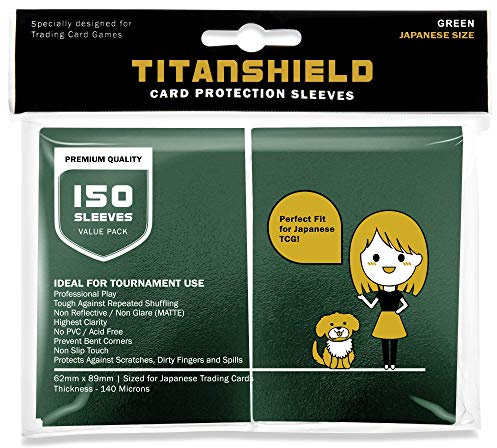 TitanShield Kartenhüllen für Yu-Gi-Oh, Cardfight, klein, japanische Größe, 150 Stück (Grün) Vanguard & More