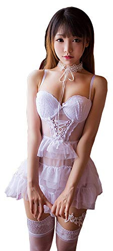 SINMIUANIME Ensemble de lingerie rétro en dentelle pour femme Lolita Princesse Cosplay Lingerie mignonne en maille costume de danse