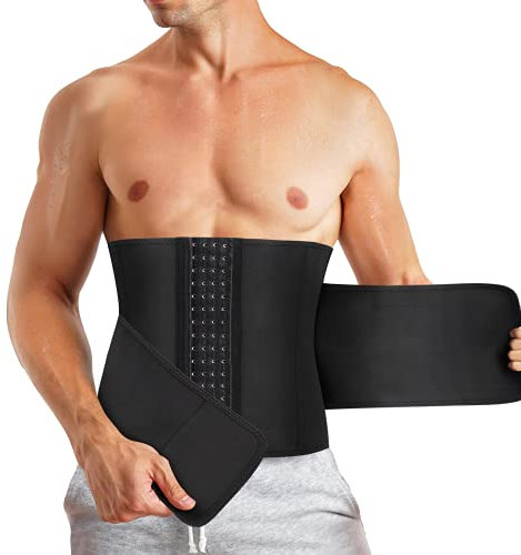 Bingrong Bauchweggürtel Schwitzgürtel für Herren Verstellbare Neoprene Sauna Fitnessgürtel Sport Training Taillenformer zum Laufen, Workout Fitness (Schwarz, 3XL)