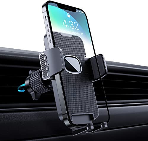 Support Téléphone Voiture [Clip de Qualité Militaire] Porte Téléphone Rotatif à 360 Degrés pour Grille D'aération de Voiture GPS pour Smartphone iPhone Android (Noir)
