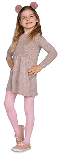 Looksy, Collant Rigido per Bambine, 40 Denier, Microfibra Morbida, Opaco, con Piedino, Collant per Bambini, Casual, per Danza, Scuola, Balletto, Età 3-12, Pink, 9-10 Years