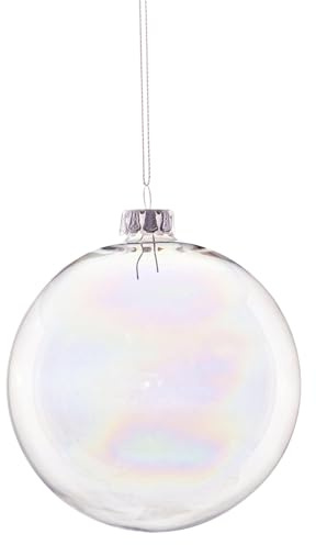 Magie di Natale Weihnachtskugeln Christbaumkugeln aus Glas verziert (10 cm, transparent, 4)