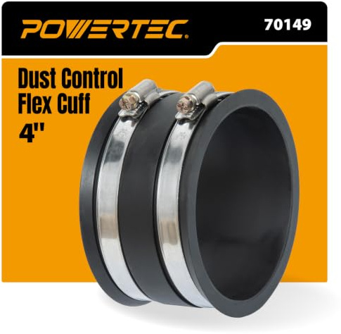 POWERTEC 70149V dammkontroll flex manschett med stålklämmor, 10 cm, 1 pack