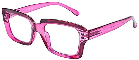 DOOViC Blaulichtfilter Brille Computerbrille ohne Sehstärke Rosenrot Rechteckig Großes Gestell Brille ohne Stärke für Damen