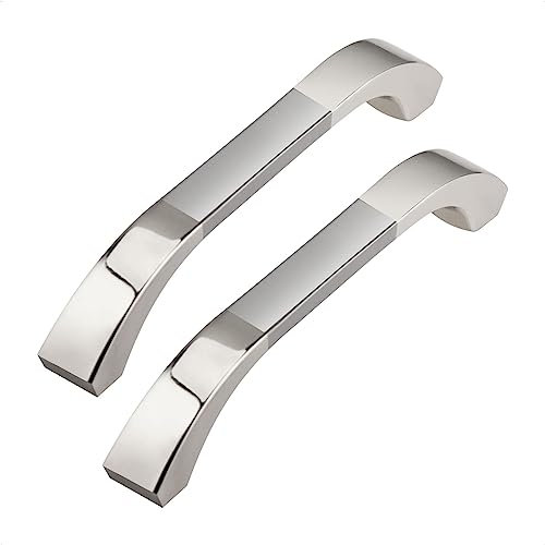 GUWINA 6 Stück Möbelgriffe Silber 96mm Lochabstand, Modern Gnade Silber Türgriffe Küche Schrank, Zinklegierung Schrankgriffe Schubladengriffe Küchengriffe Inklusive Schrauben