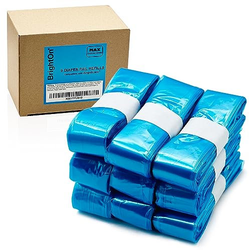 BrightOn® Superior Geruchshemmende Nachfüllfolienringe für Angelcare & Foppapedretti Windeleimer, 9er-Pack