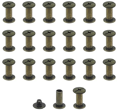 JJWNMLL 20 Sets Chicago Screw Posts,M5*12mm Rivet Binding Screws Bronze | Metal Chicago Rivet Replacement Repair for Bags, Collar, Harness, Luggage, Purse, Dog Lead, Backpack, Belt