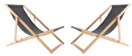 WOODOK 2er Liegestuhl Klappbar - Gartenliege Klappbar bis 120kg, Sonnenliege aus Buchenholz ohne Armlehne - 3-Stufige Rückenlehnenverstellung (2X Grau)