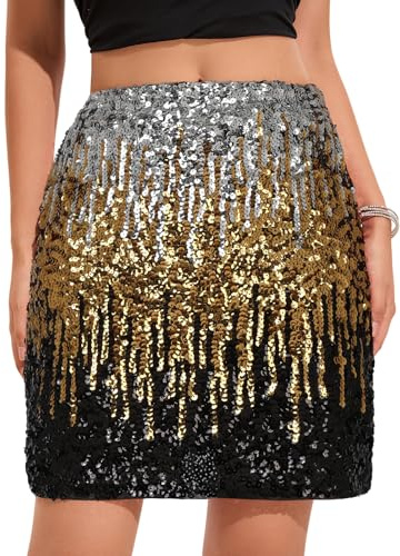 zffriction paljettkjol för kvinnor glitterkjol elastisk midja en linje höftkjol glittrande minikjol rave kort kjol festkonserter utekväll outfit