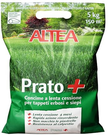 Tecnokit Concime Prato+ A Lenta Cessione 5 Kg – Fertilizzante Granulare Per Tappeti Erbosi E Siepi - Confezione Da 5 Kg