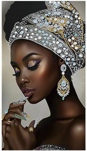 KUFWKEY African Diamond Art Kits for Adults,Partial 5D Diamond Painting kit,Special Shaped Diamond Art,Sparkling gem Art,Woman Diamond dots Kits,DIY Mosaic Kits,Home Decor,Big Size 16X28 inch
