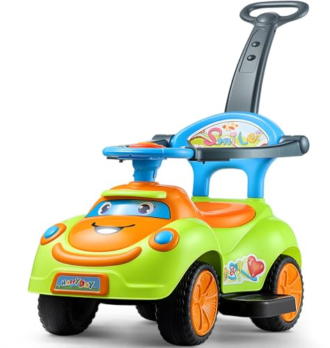 VEVOR Porteur Auto Enfants 19 à 36 Mois, Voiture à Pousser pour Tout-Petits, Charge 25 kg, avec Garde-Corps, Poignée, Rangement sous Siège, Développement Musculaire et Équilibre, pour Garçons, Filles
