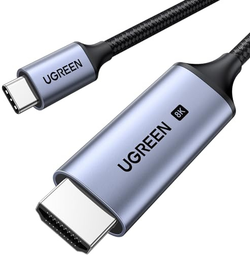 UGREEN Cavo USB C a HDMI 8K 60Hz 4K 240Hz Thunderbolt 3 4 HDR HDCP 2.3 Alta Velocità Compatibile con iPhone 17 Pro Max Air Mac mini M4 Pro Air MacBook M4 Pro Max iPad Pro Galaxy S24 (1M)