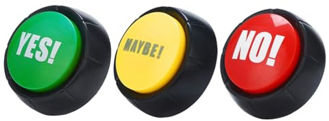 CIYODO 3 Piezas Botones Sonoros Yes No Maybe para Fiesta Juguetes Divertidos para Broma y de Estrés Portátiles y Fáciles de Usar para Oficina y Hogar