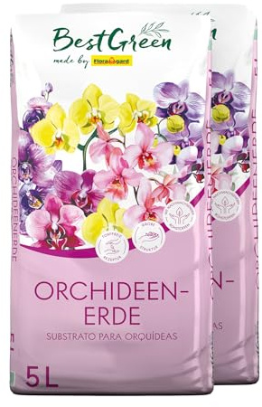 BestGreen Orchideenerde 10 L (2×5 L) – torfreduziertes Orchideensubstrat mit grober Pinienrinde – optimale Drainage gegen Staunässe für Phalaenopsis, Cattleya, Cymbidium & andere Orchideen