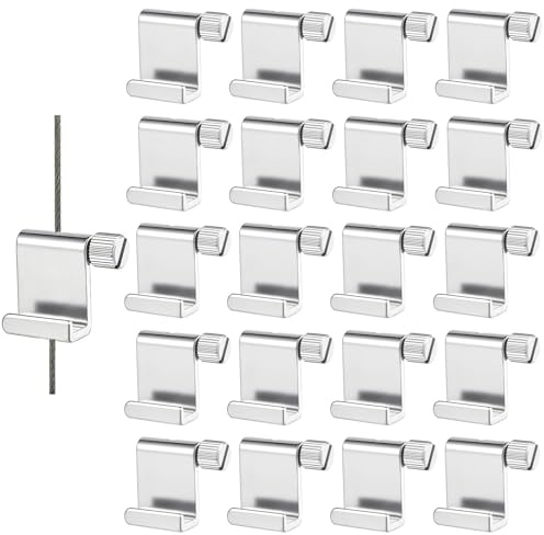 UFURMATE Lot de 20 crochets de suspension carrés réglables pour photos, galerie et corde de 1 à 2 mm
