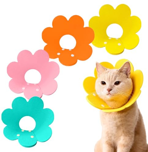 Hshenjhu 4 stycken katt återhämtningshalsband 22-28 cm Isabelino halsband | Mjukt justerbart skydd för återhämtning av operation från sår, förhindrar grop, repor