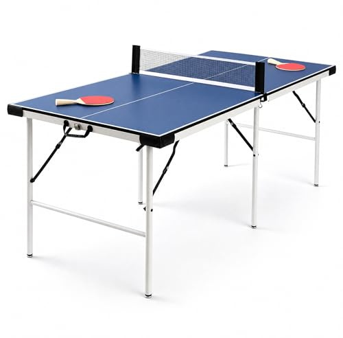 hotsizz Mesa de Ping Pong Diseño Plegable, fácil de Transportar, 169×81×69 cm,Mesa Ping Pong Apta para Uso en Interiores y Exteriores