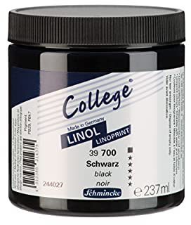 Schmincke - College Linol, Künstler-Linoldruck-Farben, Schwarz 237 ml, 39700053, geruchsarme Linoldruckfarbe auf Wasserbasis, lichtecht, gleichmäßiger Druck