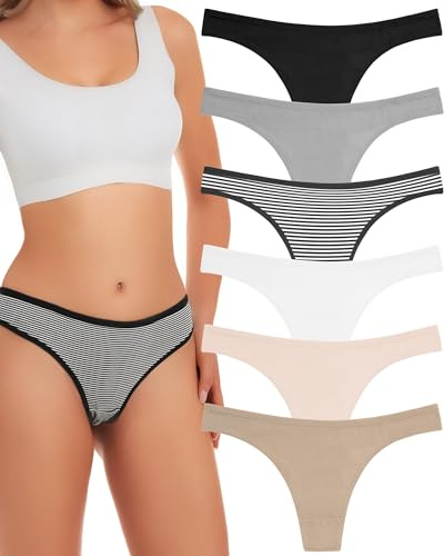 Anzermix sous-vêtement Simple et Comfortable Tanga Coton pour Femmes Lot de 6 (6-Pack Fashion Assorted, L)