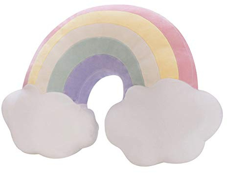 Nicole Knupfer Cojín de arco iris con corona con nubes para cama de bebé, sofá, sillas, cojines para decoración de coche, hogar, oficina (arco iris)
