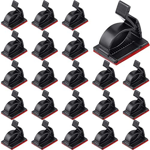 120 Pieces Outdoor Cable Clips Adhesive Wire Holder Organizer Cord Management Clips Sticky Cord Holder Cable Hooks Organizers for Christmas Fairy Hanging Light Home Decoration(Medium,Black)