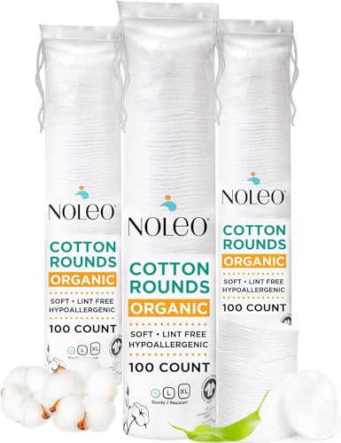 Organic Cotton Rounds Compatible with Makeup Products, Eye Makeup Remover Pads and Baby Wipes, Small, 300 Count - Noleo