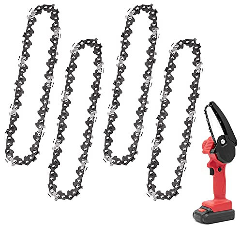 4 Pairs Mini Chainsaw Chain 4-Inch Guide Saw Chain for Cordless Electric Protable Battery Handheld Chain Saw,123