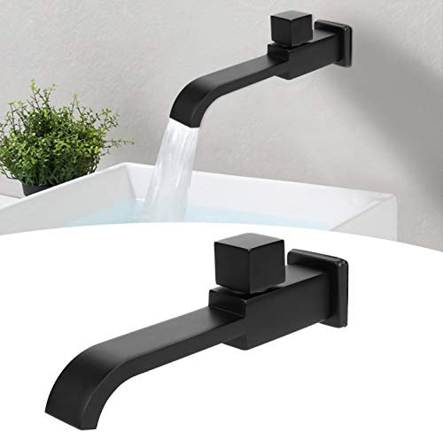 mumisuto G1/2 Grifo Lavabo Negro Pared Empotrado, Grifos para Lavabos de Baño Cascada, Grifos de Lavabo Fría Simple, Tipo de Mando, Latón Macizo, para Accesorios de Baño, Lavabo de Tocador, Bañera