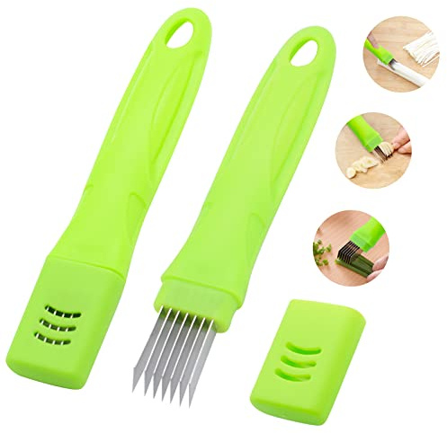 2Pcs Scallion Cutter Shred Knife, TACYKIBD Stainless Steel Vegetable Onion Scallion Slicer Shredder, Green Onion Cutter Slicer for Kitchen Cutting Garlic Salad Pasta Seaweed Garnishing Blooming
