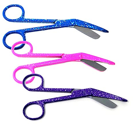 Bandage Scissors 3 Pcs Set 5.5 Long, Nurse Vet Tech Gift - Made of Stainless Steel - First Aid, Used For Cutting Gauze, Tape, Clothing Bandages, Vet Wrap Adhesive Removal, Colorful Patterns