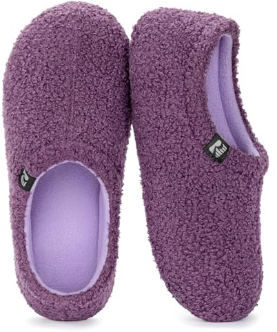 RockDove Women's Teddy Fleece Closed Back Indoor Slipper, Size 5-6 US Women, Violet