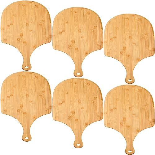 Norme 6 Pcs Bamboo Pizza Peel Set, Wooden Pizza Paddle with Handle, Wood Cutting Board, Oven Accessory for Breads, Cheese, Fruit, Vegetables, Kitchen Accessories(16.5 x 12 Inch)