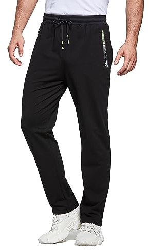 JustSun Jogginghose Herren Baumwolle Sporthose Herren Lang Trainingshose Männer Sweatpants Sweathose Freizeithose Sport Hose Herren Ohne Bündchen Schwarz XXL