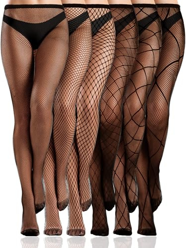 Ramede 6 par halloween nätstrumpbyxor mönstrade tights fisknät leggings midja höga strumpbyxor för kvinnor flickor, stylish, one size
