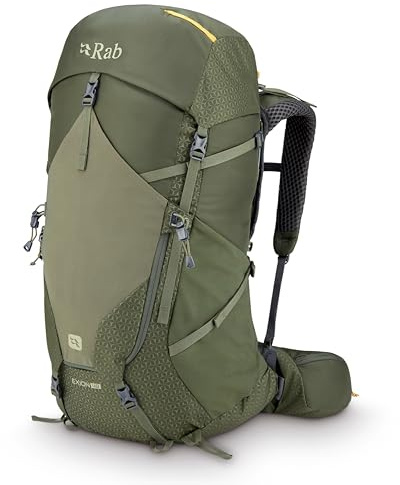 Rab Exion - Mochila de 48 litros, cómoda mochila para senderismo, senderismo y mochileros, Ejército, M/L