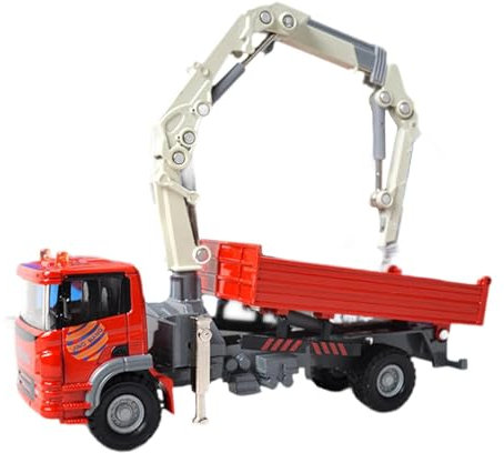 Folpus Kran-LKW-Spielzeugkran-Modell, Geburtstagsgeschenk, für Jungen ab 3 Jahren, Rollenspiel, Partyzubehör, Spielzeug-LKW für den BAU, Rot