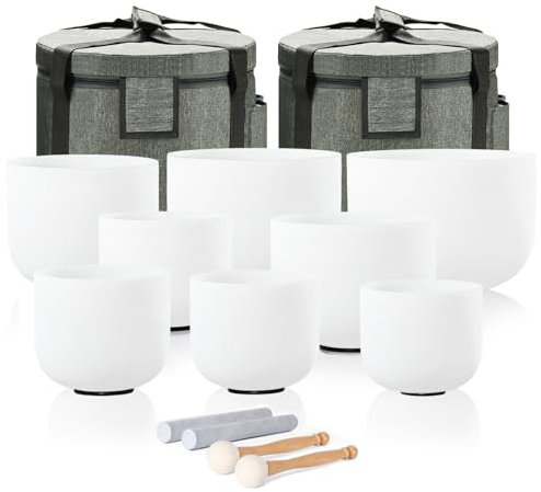 CVNC 432HZ Set Of 8 PCS 7-14 Inch Crystal Singing Bowls